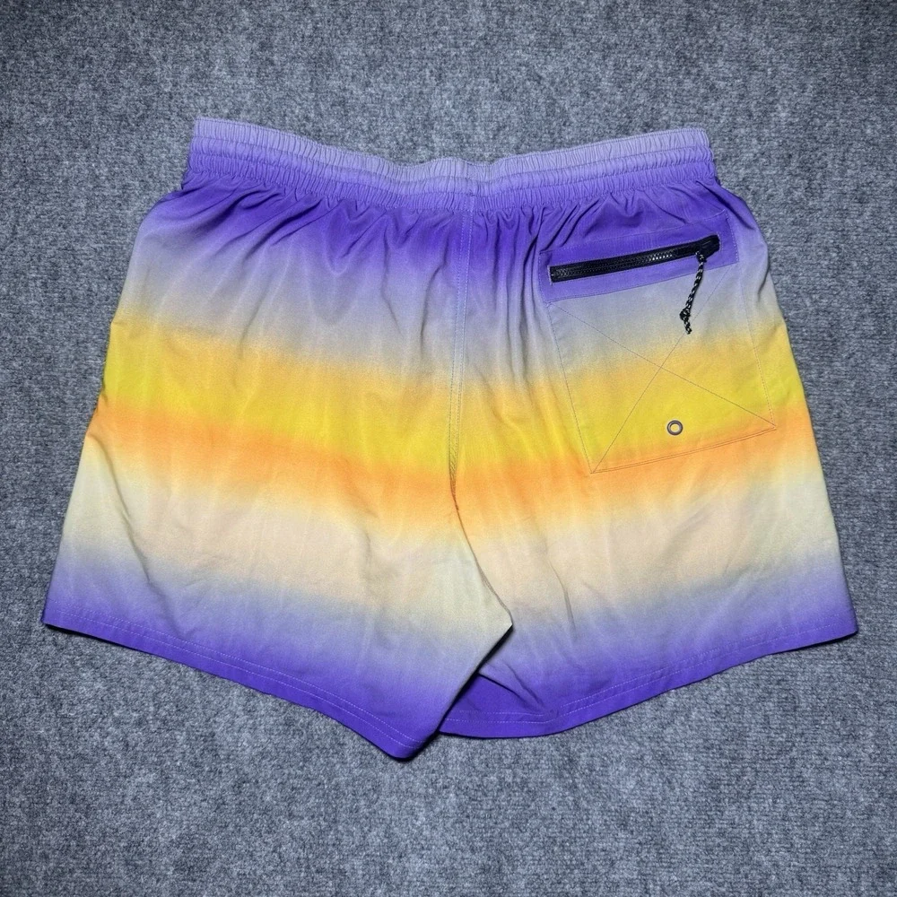 Nike Swim Athletic Shorts Horizon Stripe Purple Yellow Men Size XL Lined 717384